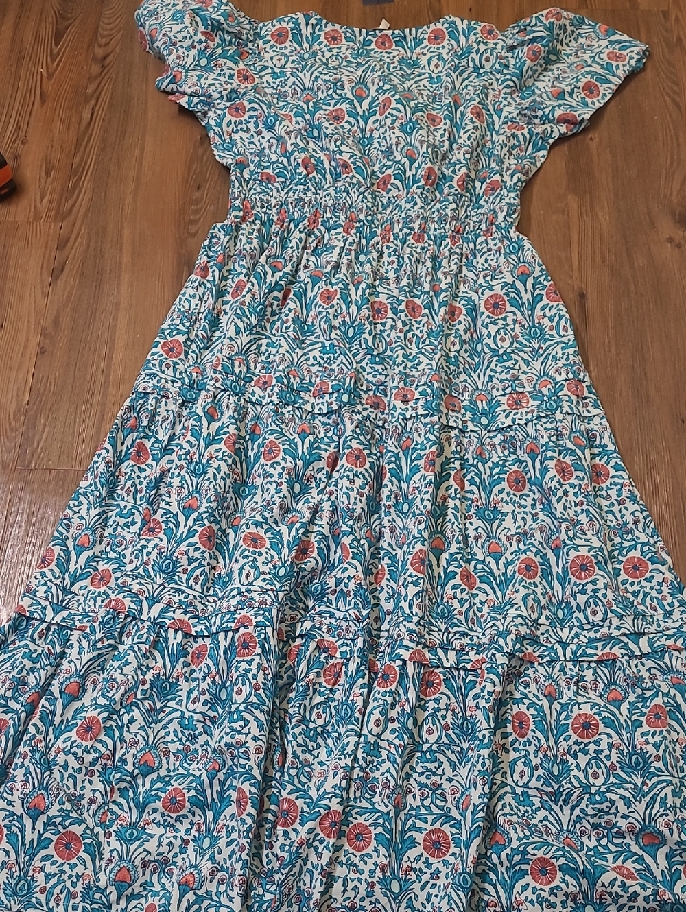 crown & ivy Teal and Coral Floral Maxi Dress - Picture 12 of 14